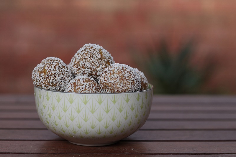 Snacks with Protein Close Up of Protein Balls in a Bowl
