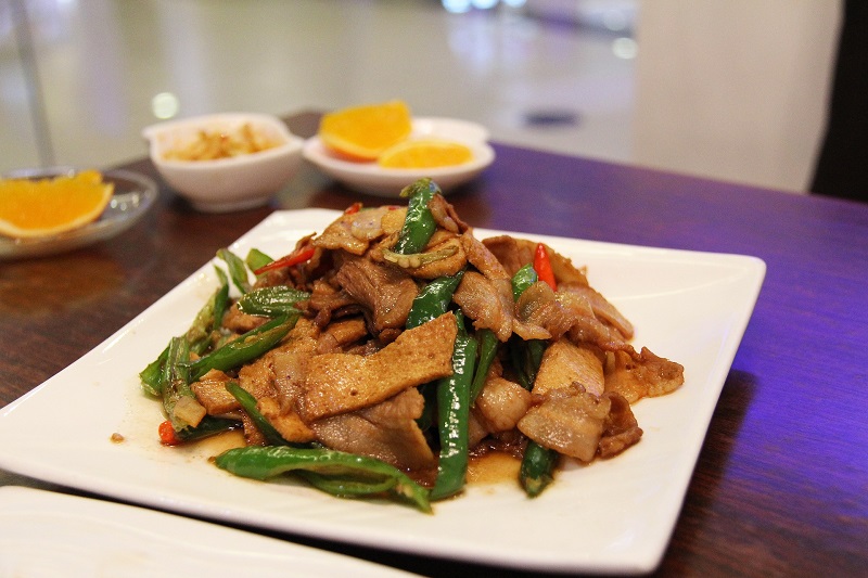 Healthy Dinner Recipes with Pork Close Up of a Pork Stir Fry Dish on a Table