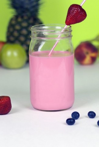Easiest Diet Plan to Lose Weight a Jar Filled with a Pink Shake and Fruit